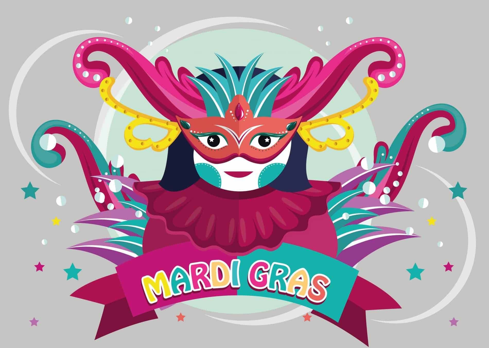 Mardi gras carnival vector illustration tradução é em francês para