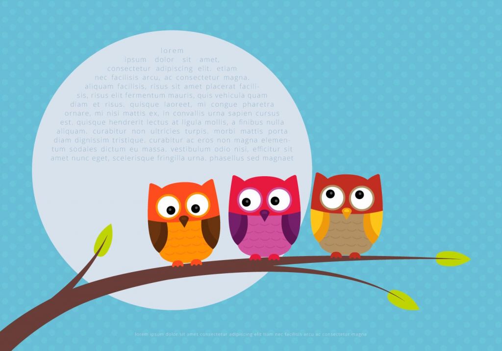 Cute Colorful Owl Vectors On A Branch