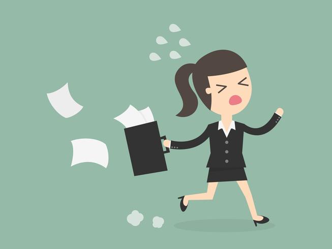 Vector Business Woman Running Late