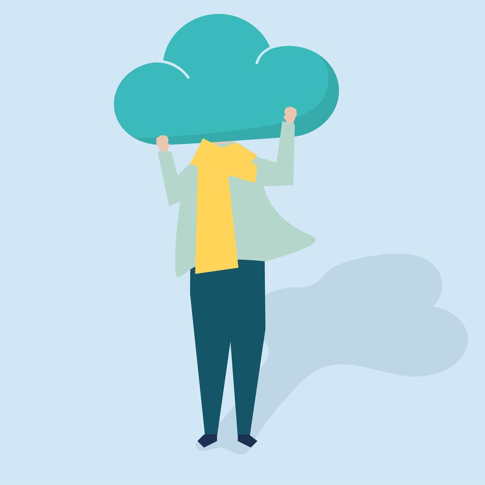 Vector Character Of A Person With A Cloud As A Head Illustration